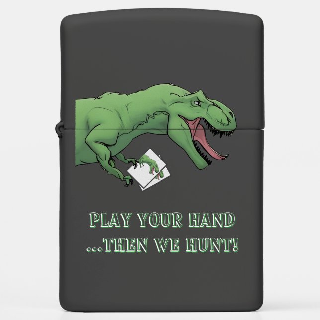 T-Rex Dinosaur Card Game Poker Playing Cards Zippo Lighter (Front)