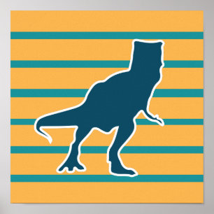 T-rex dinosaur cartoon colorful boys poster
