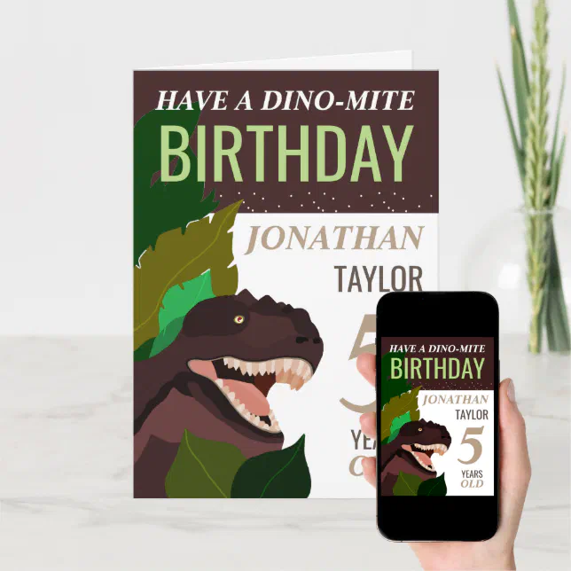 T Rex Dinosaur Children's Birthday Card | Zazzle