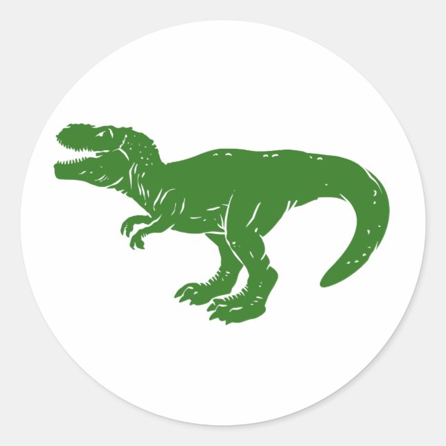 T rex dinosaur - Choose background color Classic Round Sticker (Front)
