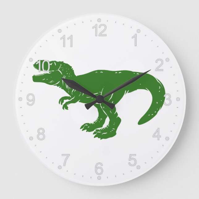 T rex dinosaur - Choose background color Large Clock (Front)