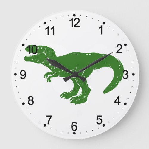 T rex dinosaur _ Choose background color Large Clock