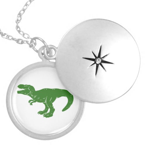 T rex dinosaur _ Choose background color Locket Necklace
