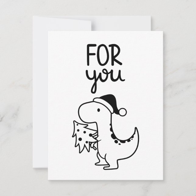 T Rex Dinosaur Christmas Card (Front)