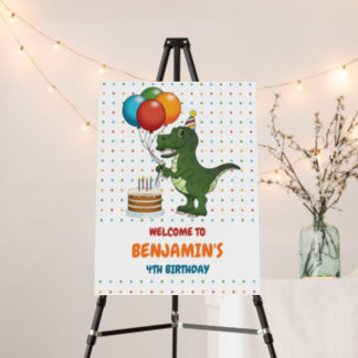 T-rex Dinosaur Colorful Birthday Party Welcome Foam Board