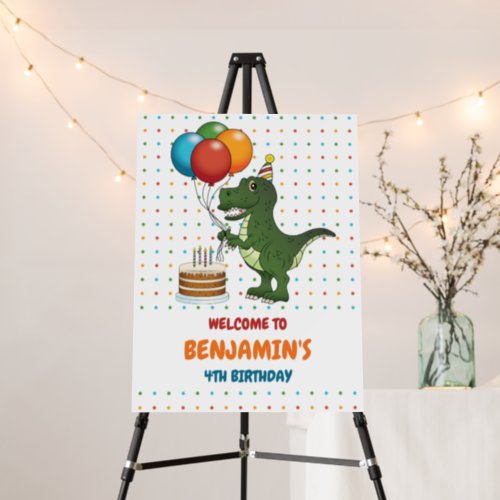 T_rex Dinosaur Colorful Birthday Party Welcome Foam Board