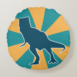 T-rex dinosaur colorful cartoon jurassic animal round pillow