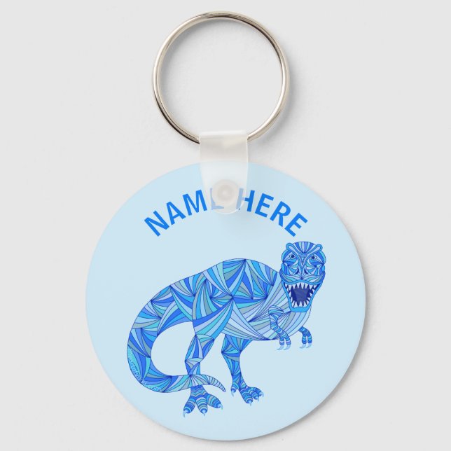 T-Rex Dinosaur Colorful Prehistoric Animal Custom Keychain (Front)