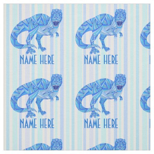 T-Rex Dinosaur Colorful Prehistoric Stripes Fabric