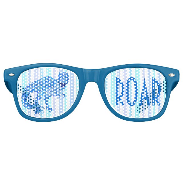 T-Rex Dinosaur Colorful Prehistoric Stripes Retro Sunglasses (Front)