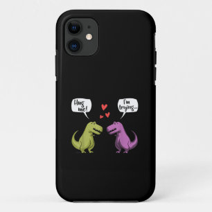 T-Rex Dinosaur Couple Hug Me Valentines Day Funny iPhone 11 Case