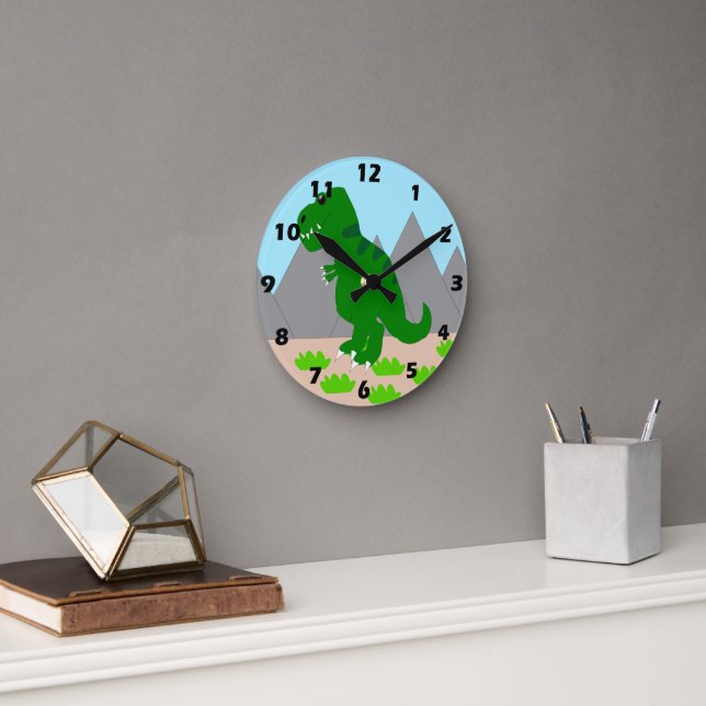 T-Rex Dinosaur Design Round Clock (Office)