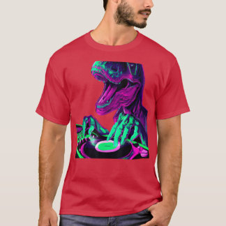 T Rex Dinosaur Dj Record Techno Music Tyrannosauru T-Shirt