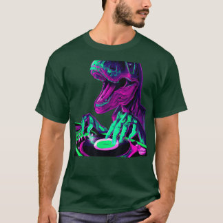 T Rex Dinosaur Dj Record Techno Music Tyrannosauru T-Shirt