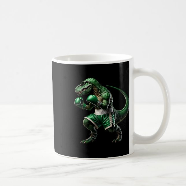 T-rex Dinosaur Doing Boxing Boxer Martial Art  Coffee Mug (Right)