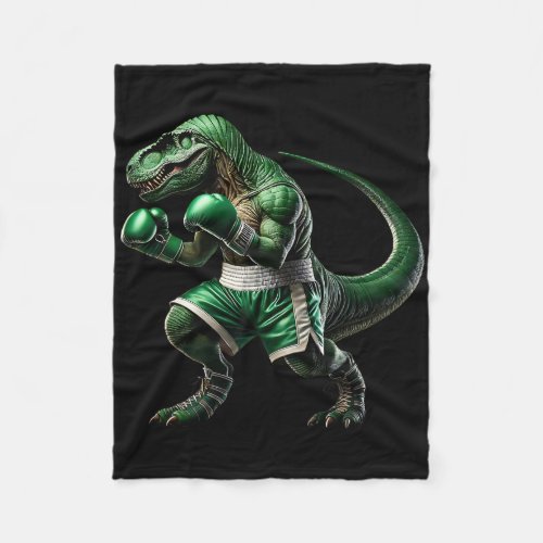T-rex Dinosaur Doing Boxing Boxer Martial Art  Fleece Blanket