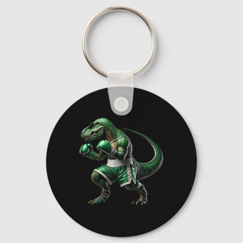 T-rex Dinosaur Doing Boxing Boxer Martial Art  Keychain
