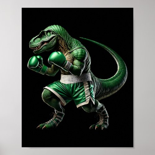 T-rex Dinosaur Doing Boxing Boxer Martial Art  Poster