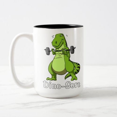 T_Rex Dinosaur Fitness Workout Gym Training Two_Tone Coffee Mug