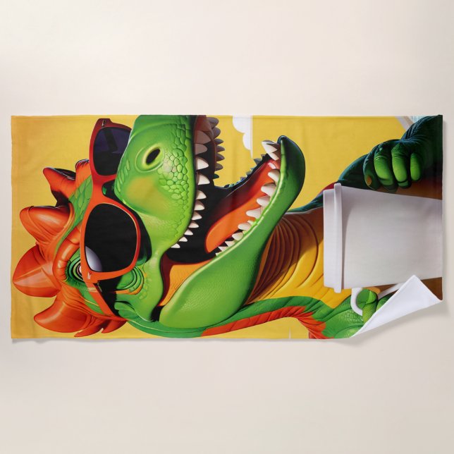 T-Rex Dinosaur Funny  Beach Towel (Front)
