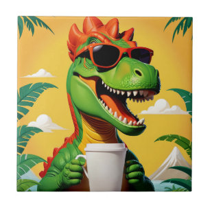 T-Rex Dinosaur Funny  Ceramic Tile