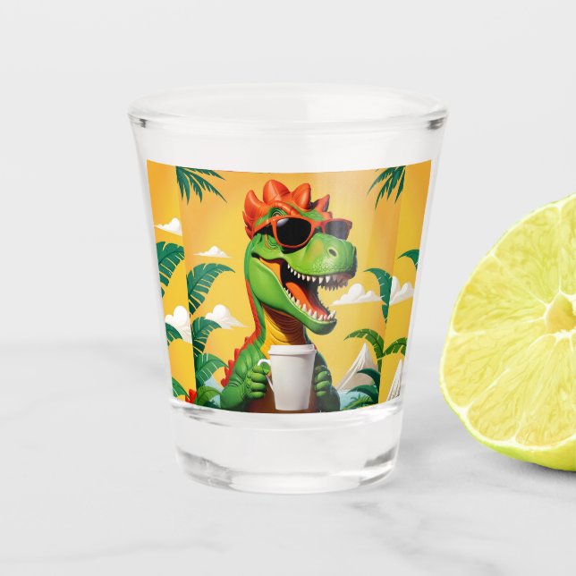 T-Rex Dinosaur Funny  Shot Glass (Front)
