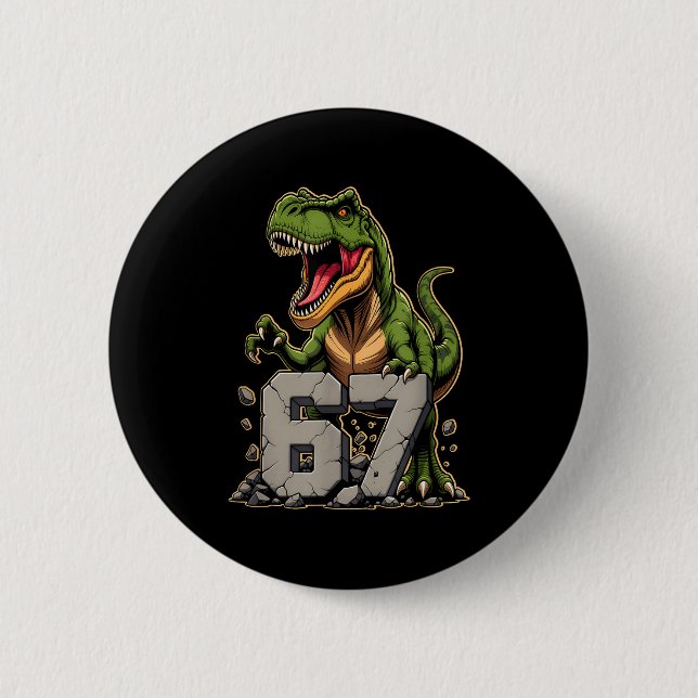 T-rex Dinosaur Funny Six Seven Meme Cool Tyrannosa Button (Front)