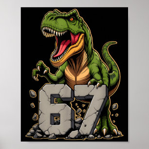 T-rex Dinosaur Funny Six Seven Meme Cool Tyrannosa Poster