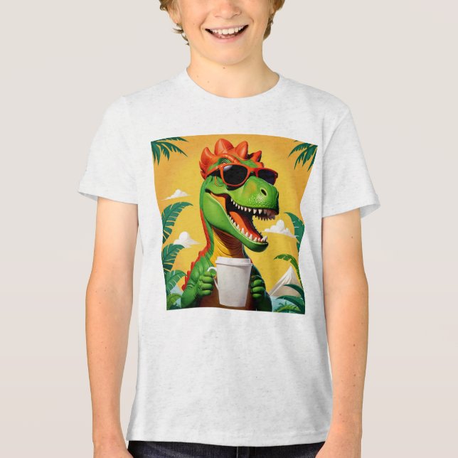 T-Rex Dinosaur Funny  Tri-Blend Shirt (Front)