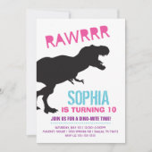 T Rex Dinosaur Girl Birthday Party Invitation (Front)