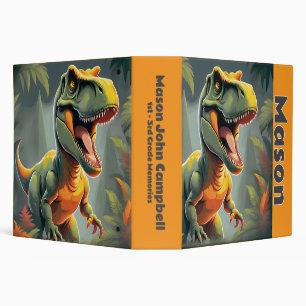 T-Rex Dinosaur Gray & Orange Boy's Scrapbook 3 Ring Binder