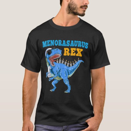 T Rex Dinosaur Hanukkah Menorasaurus Rex Funny T_Shirt