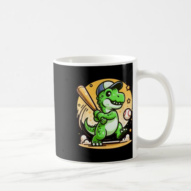 T-rex Dinosaur Hitting Sell Softll Player Boys Gir Coffee Mug (Right)