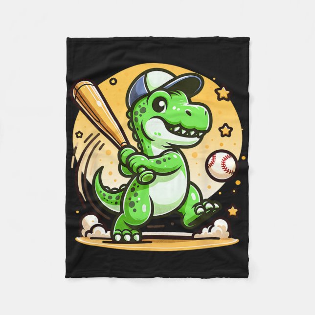 T-rex Dinosaur Hitting Sell Softll Player Boys Gir Fleece Blanket (Front)
