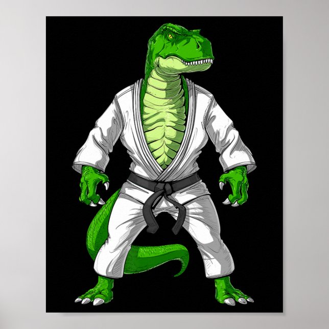 T-rex Dinosaur Jiu-jitsu Judo Karate Taekwondo Mar Poster (Front)