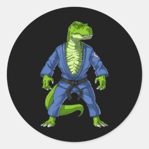 T-rex Dinosaur Jiu-jitsu Judo Ninja Martial Arts K Classic Round Sticker
