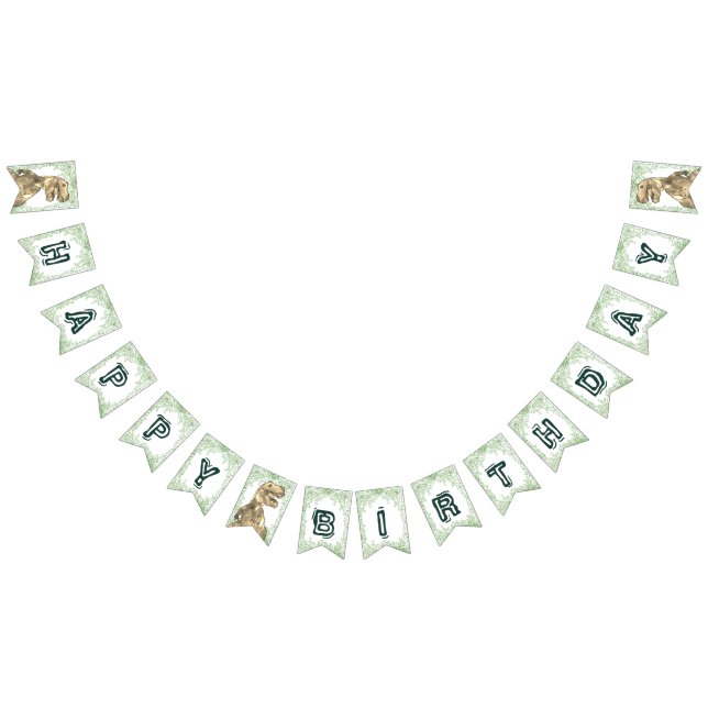T-Rex Dinosaur Jungle Happy Birthday Bunting Flags (All)