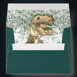 T. rex Dinosaur Jungle Party Dark Green Envelope<br><div class="desc">Welcome to the Jurassic jungle. Celebrate your child’s birthday in prehistoric dinosaur style,  with this T. rex roaring on a jungle background with dark green envelope. A perfect design for a kids dino party or birthday card. Cute scary Tyrannosaurus fun ideal for a palaeontology enthusiast.</div>