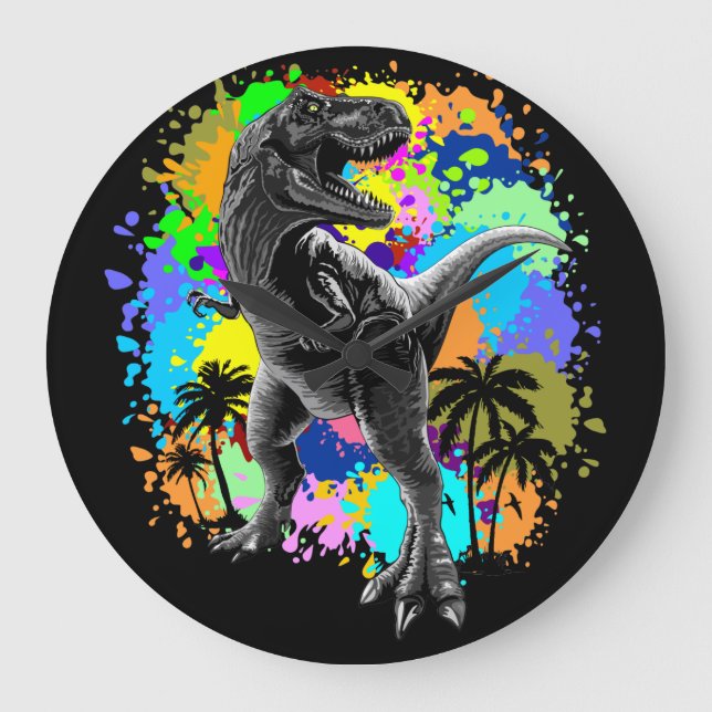 T-Rex Dinosaur Jurassic Reptile Acrylic Wall Clock (Front)