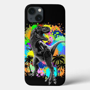 T-Rex Dinosaur Jurassic Reptile on Paint Stains iPhone 13 Case