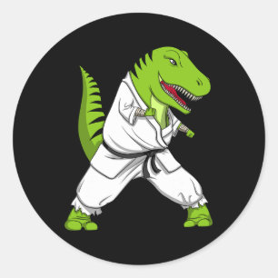 T-rex Dinosaur Karate Kickboxing Martial Arts Jiu- Classic Round Sticker