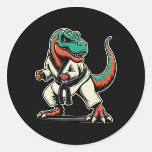 T-rex Dinosaur Karate Taekwondo Martial Arts Classic Round Sticker