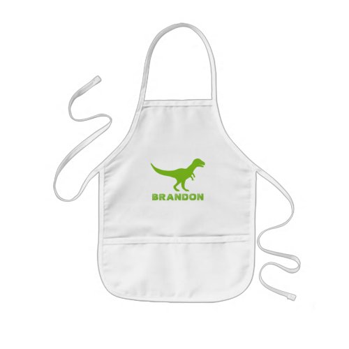 T_rex dinosaur kids apron with custom boys name