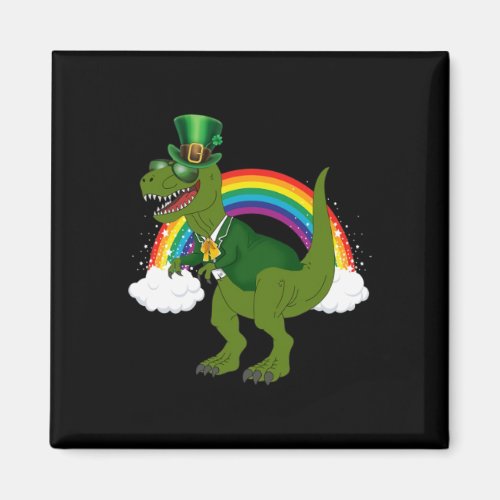 T-rex Dinosaur Leprechaun Rainbow St Patricks Day  Magnet