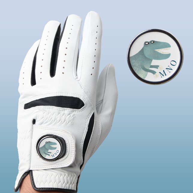 T-Rex Dinosaur Monogram Golf Glove (Fun Tyrannosaurus Rex dinosaur monogram initial golf glove)