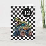 T-rex Dinosaur Monster Truck 121th Birthday Card<br><div class="desc">A dinosaur monster truck 12th birthday card for boys. Featuring a black and white checkered background on the front with a place you can easily personalize the age if needed. A Tyrannosaurus rex on top of a monster truck will delight all dinosaur and monster truck fans.</div>