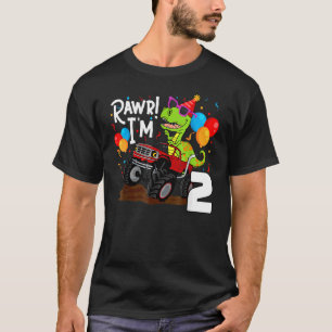 T Rex Dinosaur Monster Truck Birthday For Boys 2 T-Shirt