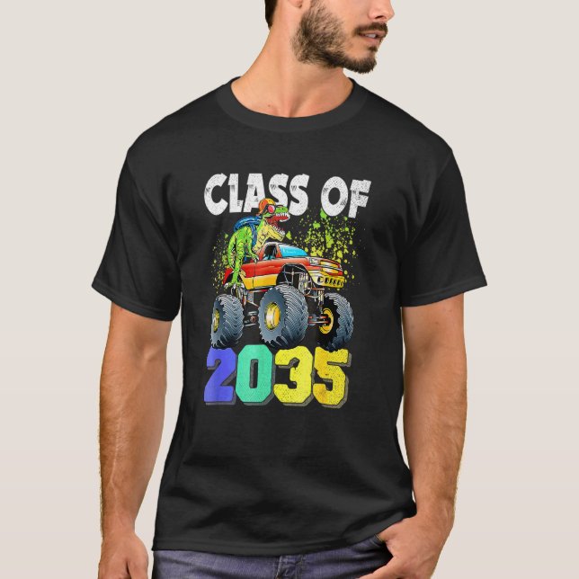 T Rex Dinosaur Monster Truck Class Of 2035 Pre K B T-Shirt (Front)