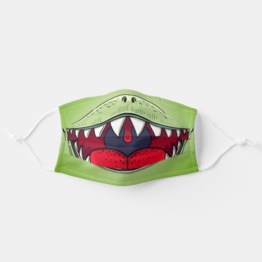 T-rex Dinosaur Mouth Kids Cartoon Green Adult Cloth Face Mask (Front, Unfolded)