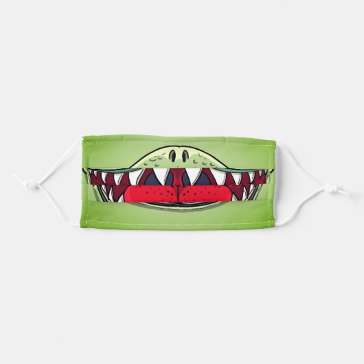 T-rex Dinosaur Mouth Kids Cartoon Green Adult Cloth Face Mask (Front, Folded)